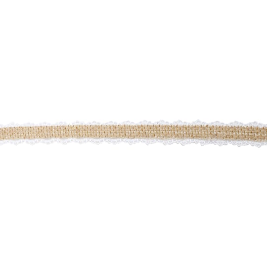 12 Pack: 3/4" x 5yd. Faux Burlap with Lace Edging Ribbon by Celebrate It® Classic